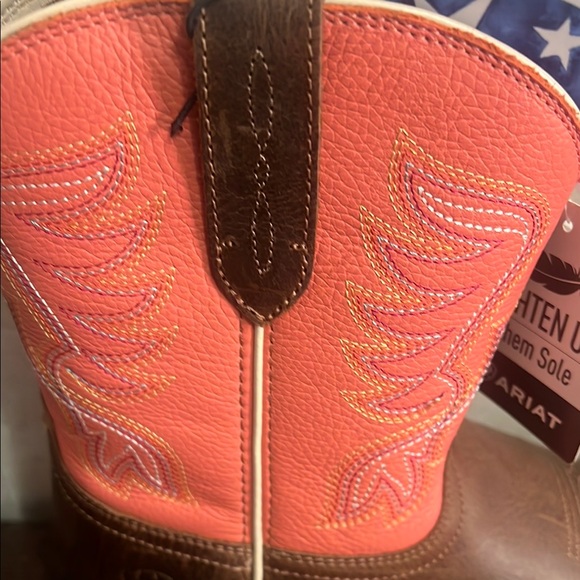 Ariat Women's Heeled Boots - Coral & Brown Cowgirl Boots - Picture 5 of 9